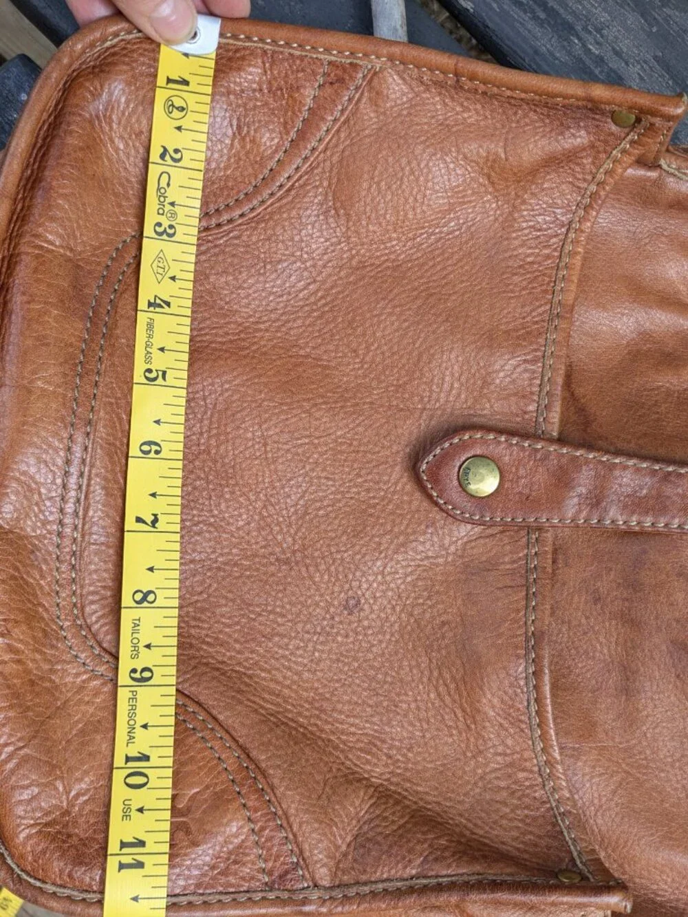 FRYE Vintage Campus Cognac Leather Crossbody Handbag w/ Logo Tag.